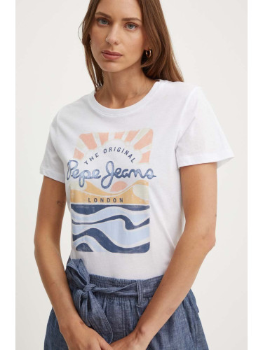 Памучна тениска Pepe Jeans ESHA в бяло PL505885