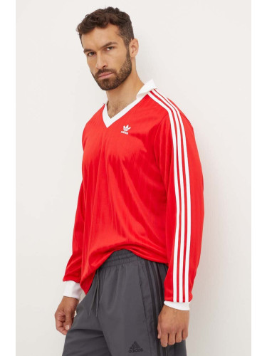 Блуза с дълги ръкави adidas Originals Adicolor Piqué Football Long Sleeve в червено с апликация IX5226