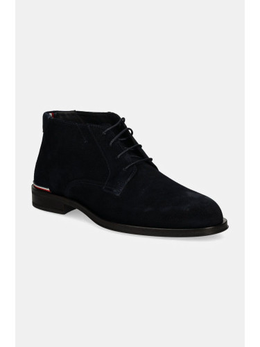 Велурени обувки Tommy Hilfiger CORE RWB HILFIGER SUEDE L BOOT в тъмносиньо FM0FM04805