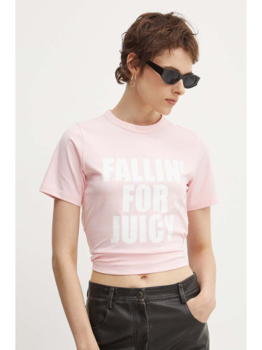 Тениска Juicy Couture FALLIN FOR JUICY FITTED TSHIRT в розово JCGCT224020