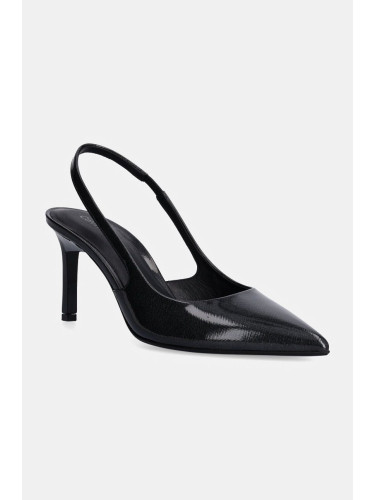 Кожени обувки с тънък ток Calvin Klein HEEL SLINGBACK PUMP 70 SAFF LTH в черно HW0HW02068