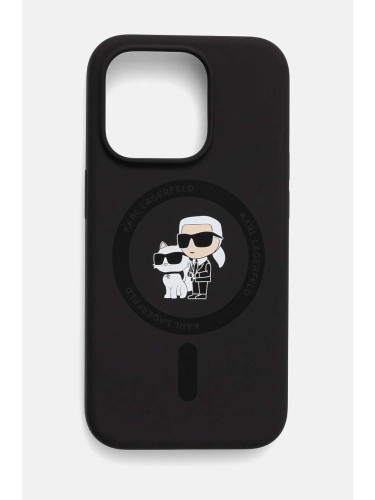 Кейс за телефон Karl Lagerfeld iPhone 15 Pro 6.1 в черно KLHMP15LSCMKCRHK