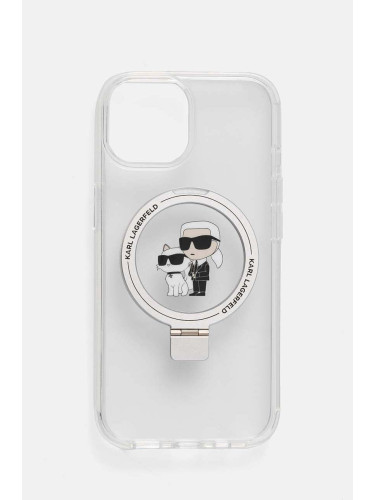 Кейс за телефон Karl Lagerfeld iPhone 15 / 14 / 13 6.1 в прозрачен цвят KLHMP15SHMRSKCH