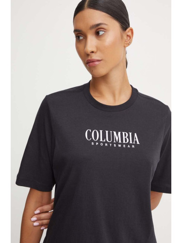 Памучна тениска Columbia в черно