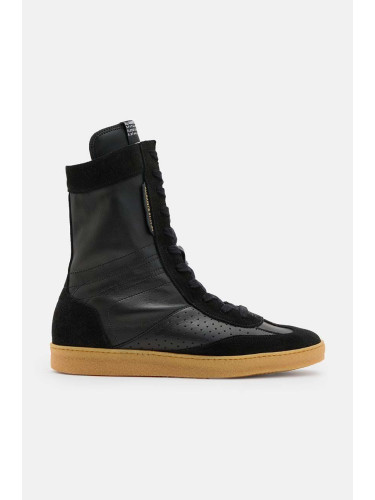 Кожени боти AllSaints Louise High Top в черно с равна подметка W070FB