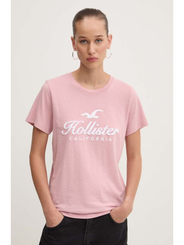 Памучна тениска Hollister Co. в розово KI357-3284