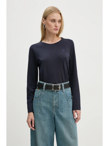 Памучна блуза с дълги ръкави G-Star в синьо