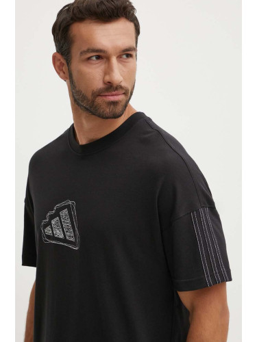 Памучна тениска adidas All SZN в черно с апликация IX1255