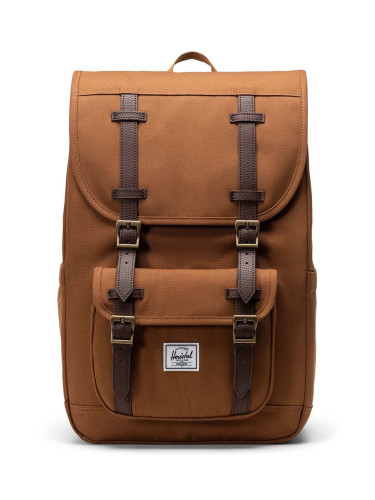 Раница Herschel Little America Mid Backpack в сиво голям размер с изчистен дизайн