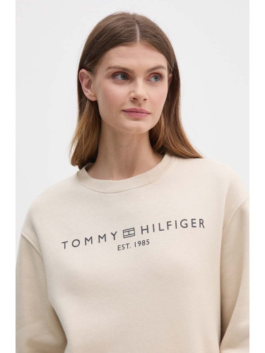 Суичър Tommy Hilfiger в бежово с принт WW0WW39791