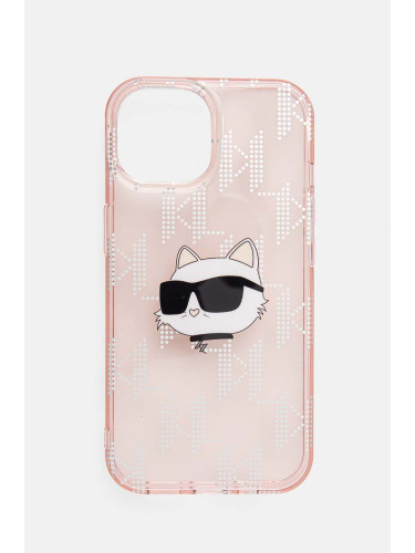 Калъф за телефон Karl Lagerfeld iPhone 15 / 14 / 13 6.1 в розово KLHCP15SHKLPCHP