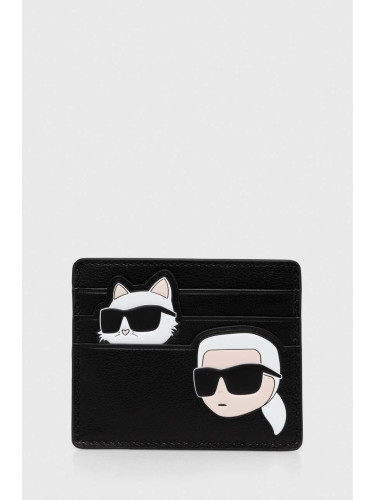 Кожен калъф за карти Karl Lagerfeld в черно 245W3216