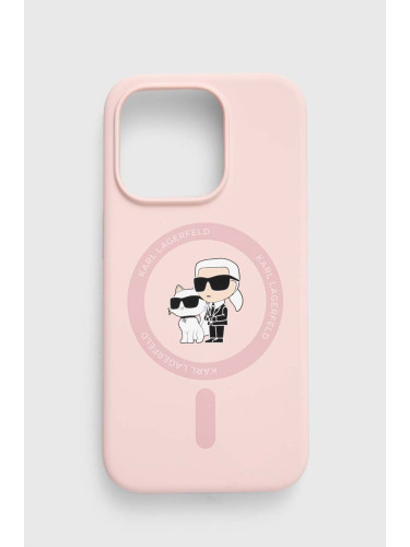 Кейс за телефон Karl Lagerfeld iPhone 15 Pro 6.1 в розово KLHMP15LSCMKCRHP