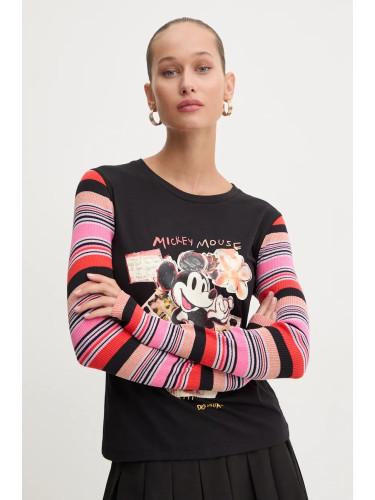 Блуза с дълги ръкави Desigual PATCHMICKEY в черно 24WWTKA2