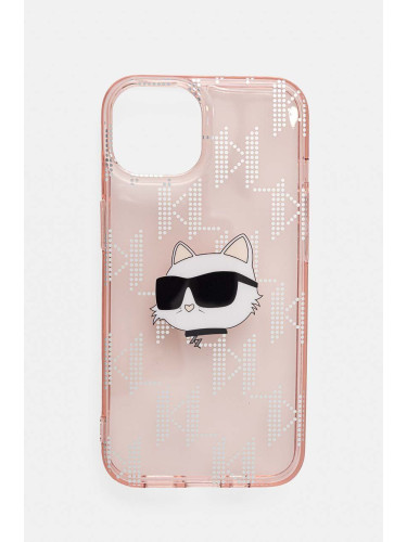 Кейс за телефон Karl Lagerfeld iPhone 14 / 15 / 13 6.1 в розово KLHCP14SHKLPCHP