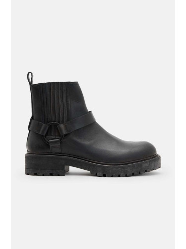 Кожени обувки AllSaints Hank Biker Boot в черно M017FB