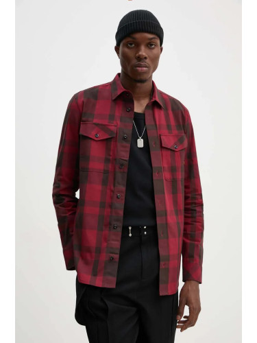 Памучна риза G-Star мъжка в червено със стандартна кройка с класическа яка D24963-D412