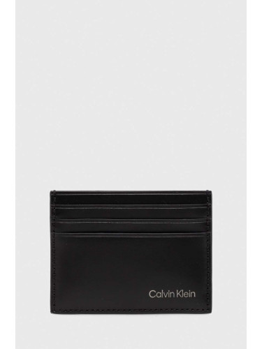 Кожен калъф за карти Calvin Klein в черно K50K512074