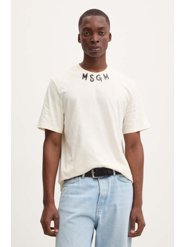 Памучна тениска MSGM в бежово с принт 3740MM102.247798