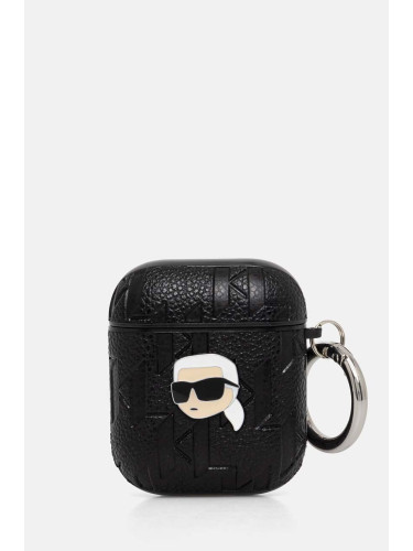 Покритие за Karl Lagerfeld AirPods 1/2 в черно KLA2PGKIPK