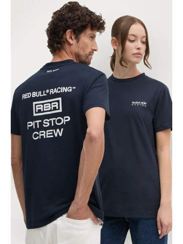 Памучна тениска Red Bull Racing x Pepe Jeans в тъмносиньо с принт RU500003