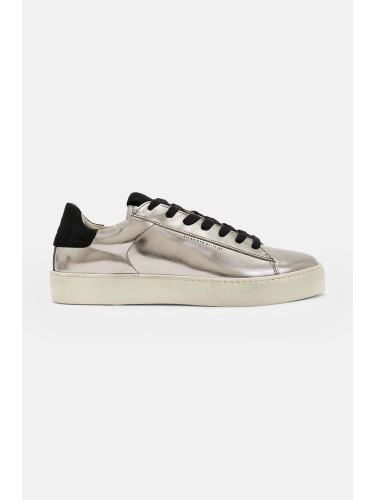 Кожени маратонки AllSaints Shana Metallic Sneaker в сребристо WF542X