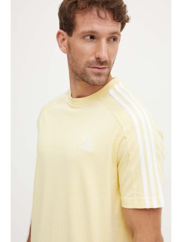 Памучна тениска adidas Essentials в жълто с изчистен дизайн IX0159