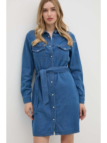 Рокля Pepe Jeans REGULAR DENIM DRESS в синьо къса със стандартна кройка PL953581HT8