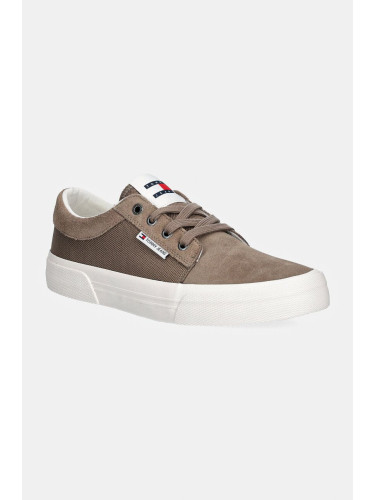 Ниски кецове Tommy Jeans TJM VULC. SKATER MIX MATERIAL в бежово EM0EM01456