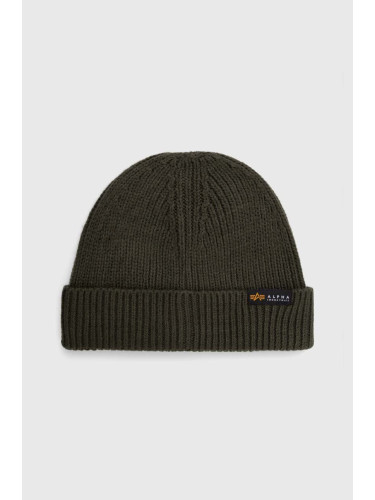 Шапка Alpha Industries Dockers Beanie в зелено с фина плетка 138905.142