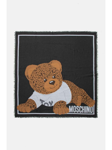 Тънък шал с вълна Moschino в черно с десен M3164 30821