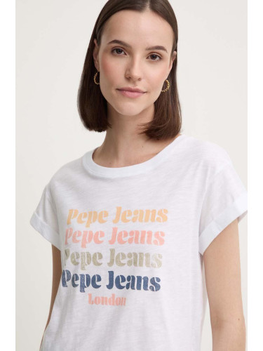 Памучна тениска Pepe Jeans EILEEN в бяло PL505894