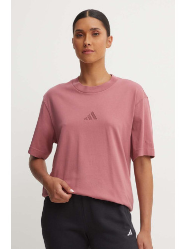 Памучна тениска adidas All SZN в розово IY6786