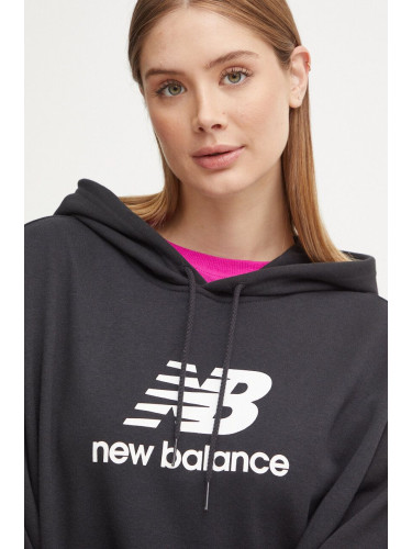 Суичър New Balance в черно с качулка с принт WT41504BK