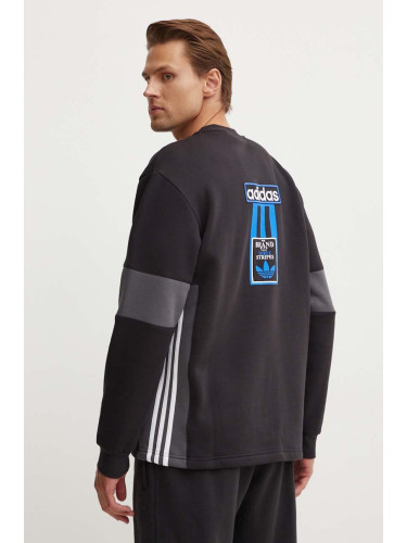 Суичър adidas Originals Adibreak Crew в черно с апликация IY4853