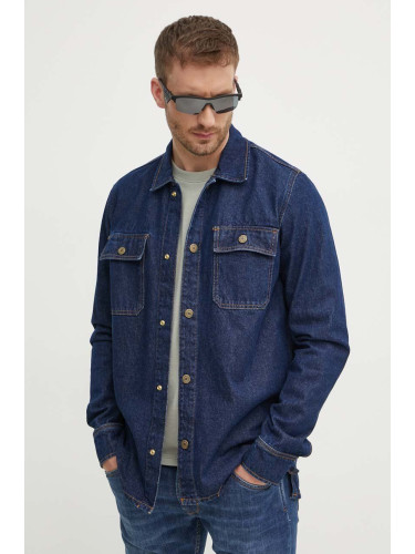 Дънково яке Pepe Jeans RELAXED OVERSHIRT в тъмносиньо преходен модел с уголемена кройка PM308585CU4