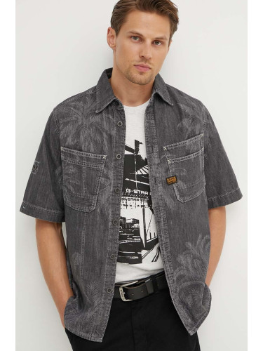 Риза G-Star мъжка в сиво със стандартна кройка D24602-D540