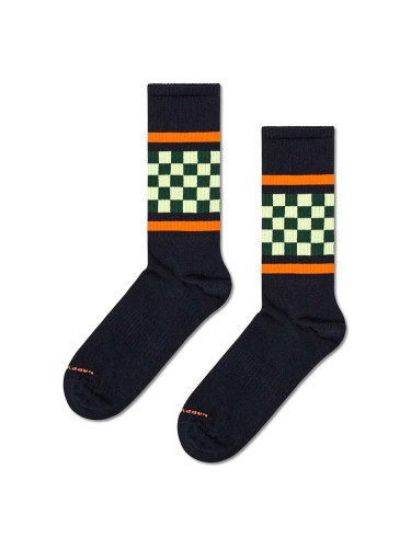 Чорапи Happy Socks Checked Stripe Sneaker Sock в черно P001877