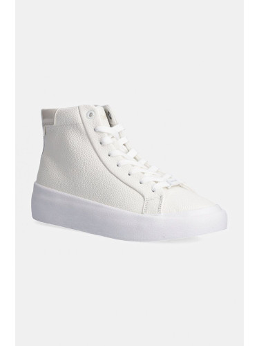 Кожени маратонки Calvin Klein VULC HIGH TOP LTH в бяло HW0HW02213