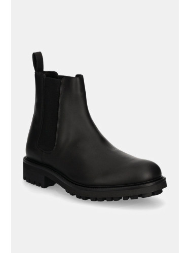 Кожени боти челси Calvin Klein CHELSEA BOOT RUB в черно HM0HM01610