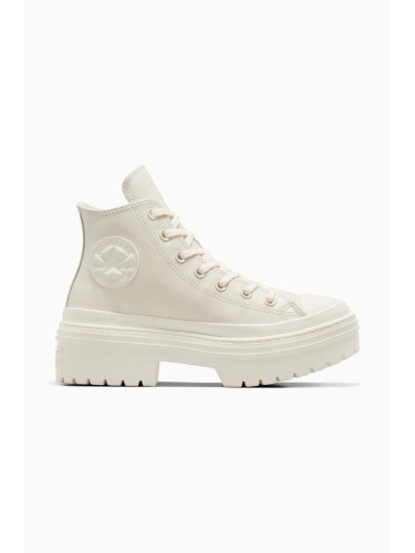 Кожени кецове Converse Chuck Taylor All Star Lugged Heel в бяло A10370C