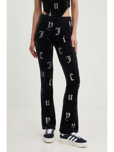 Кадифен спортен панталон Juicy Couture BRIAH AO DIAMANTE TROUSERS в черно с десен JCMBJ224253