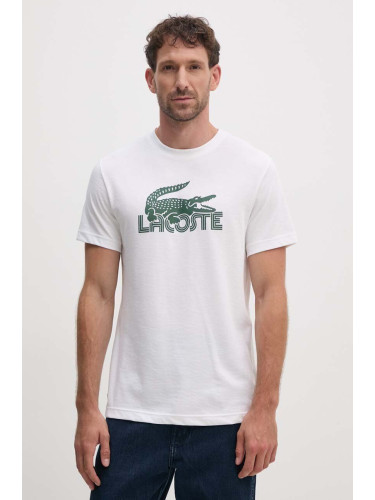 Тениска Lacoste в бежово с принт TH2508