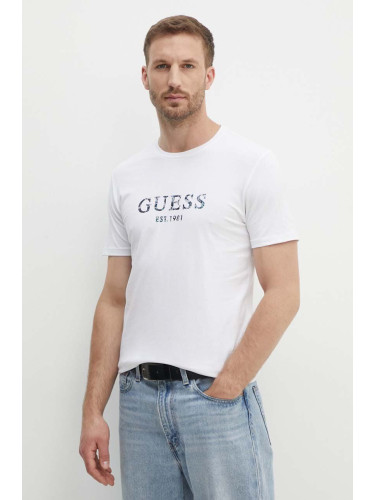 Тениска Guess в бяло с принт M4YI38 J1314