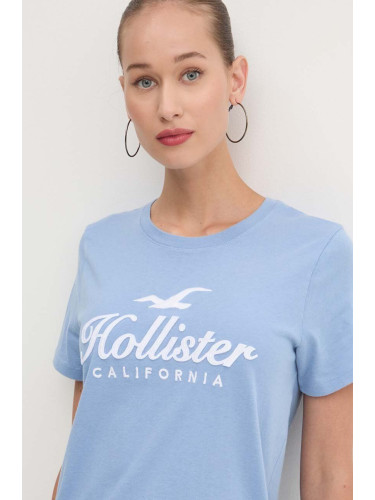 Памучна тениска Hollister Co. в синьо KI357-3285