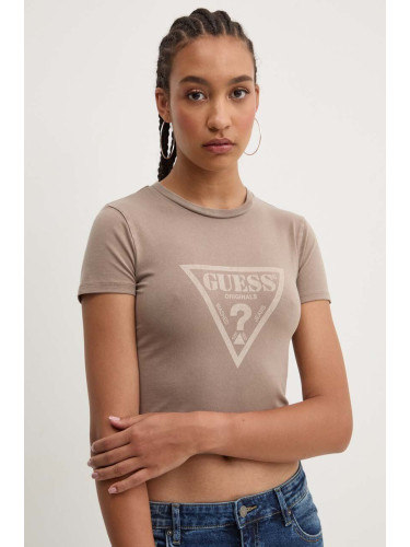 Тениска Guess Originals в бежово