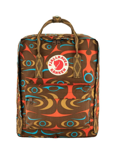 Раница Fjallraven Kanken Art в червено голям размер с десен F23200255