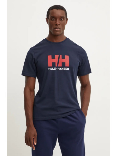 Памучна тениска Helly Hansen HH LOGO в тъмносиньо с принт 30396