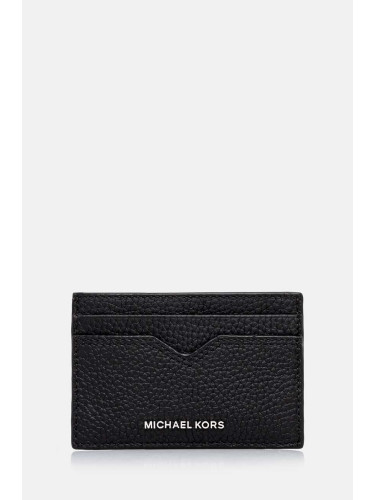 Кожен калъф за карти Michael Kors в черно 39F4LHDD0L