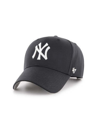 Шапка с козирка вълна 47 brand MLB New York Yankees в черно с апликация B-RAC17CTP-BK